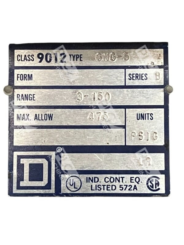 Square D 3-150PSIG Pressure Switch 9012-GNG-5 /B - Image 2