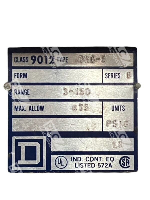 Square D 3-150PSIG Pressure Switch 9012-GNG-5 /B - Image 3