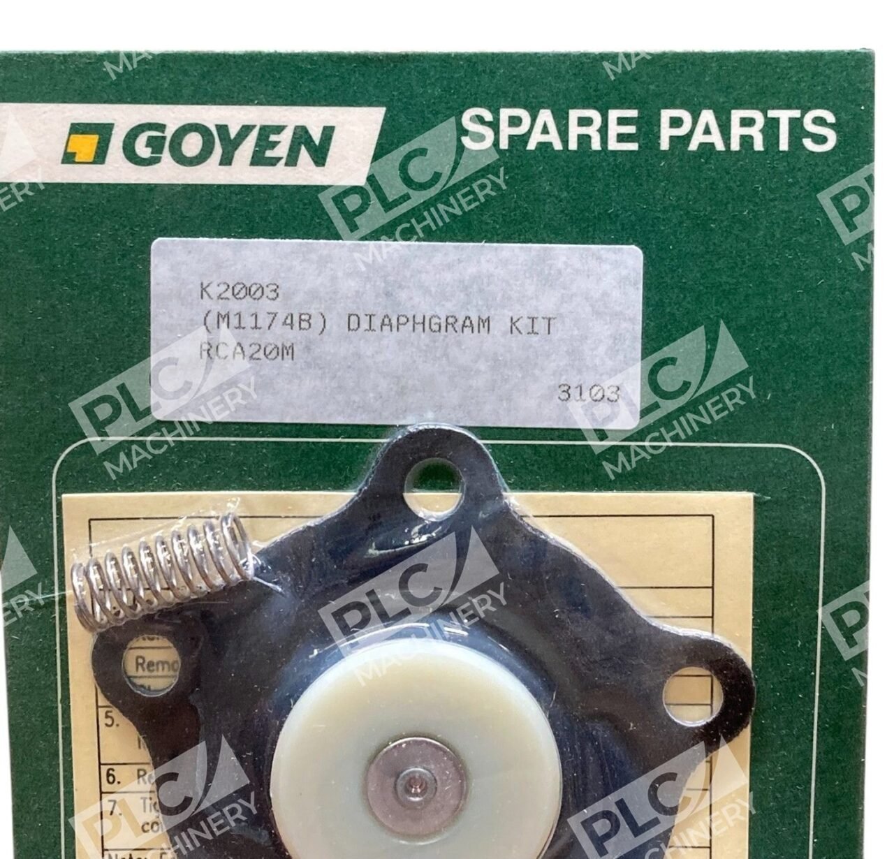 Goyen M11748 RCA20M Diaphram Kit Spare Parts K2003 - Image 2
