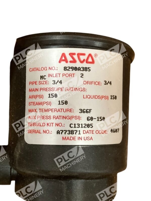 ASCO 150PSI A773871 Bronze 3/4NPT Valve 2/2 NC 8290A385 - Image 4
