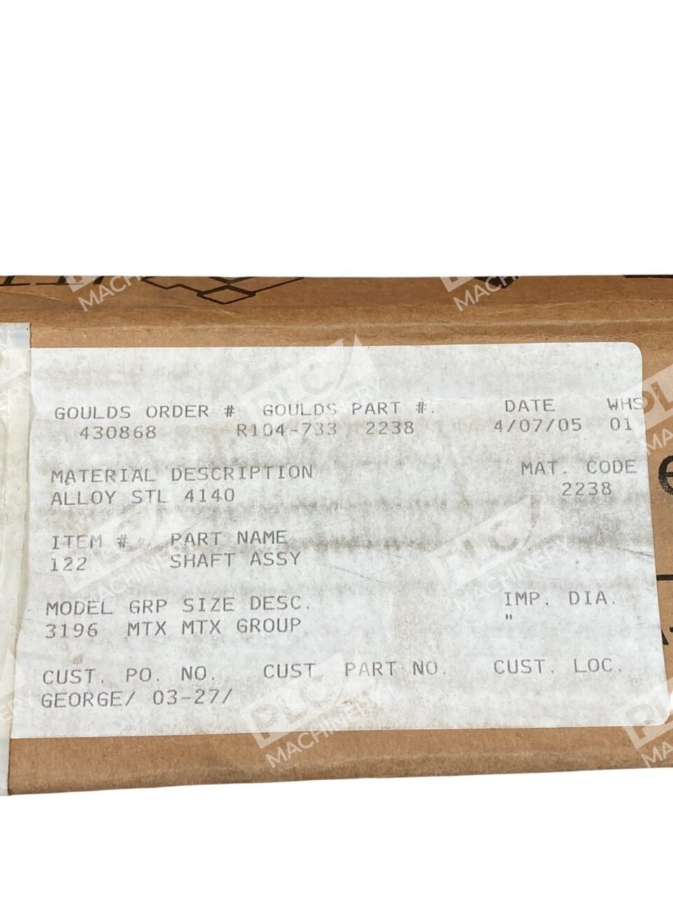 ITT Gould 3196MTX 122 Shaft Assembly R104-733-2238 - Image 2