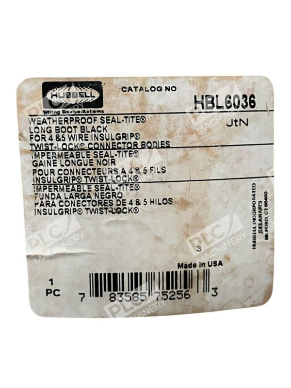 Hubbell Twist-Lock Connector Weatherproof Seal-Tite Long Black Boot HBL6036