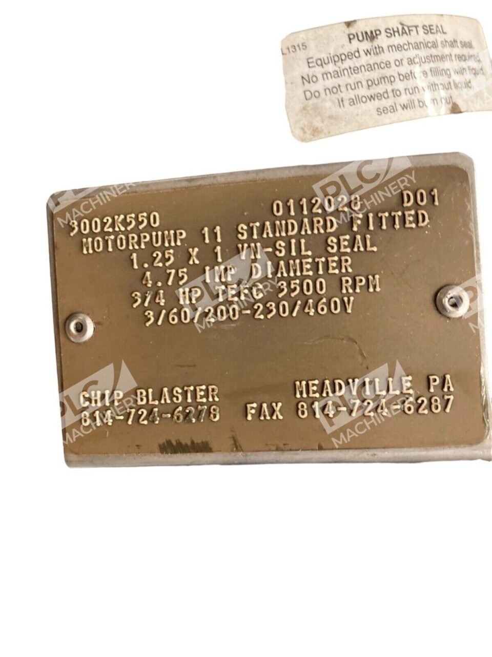 Century AC Motor A. O. Smith H515 3/4HP 3450RPM Motor 8-164677-04 Motorpump 11 - Image 3