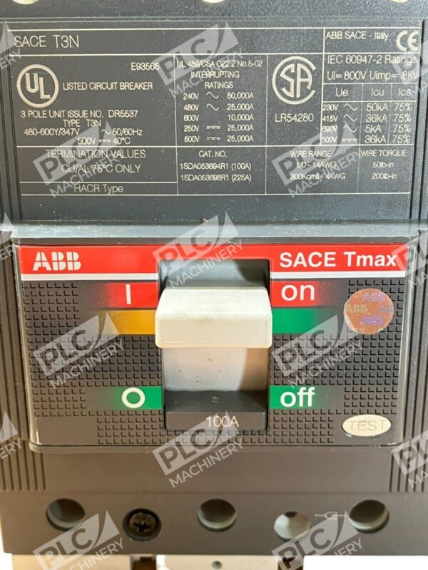 ABB SACE TMAX T3 N 225 3 Pole Circuit Breaker 1SDA053561R1 E93565 - Image 5