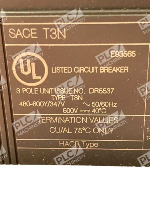 ABB SACE TMAX T3 N 225 3 Pole Circuit Breaker 1SDA053561R1 E93565 - Image 6