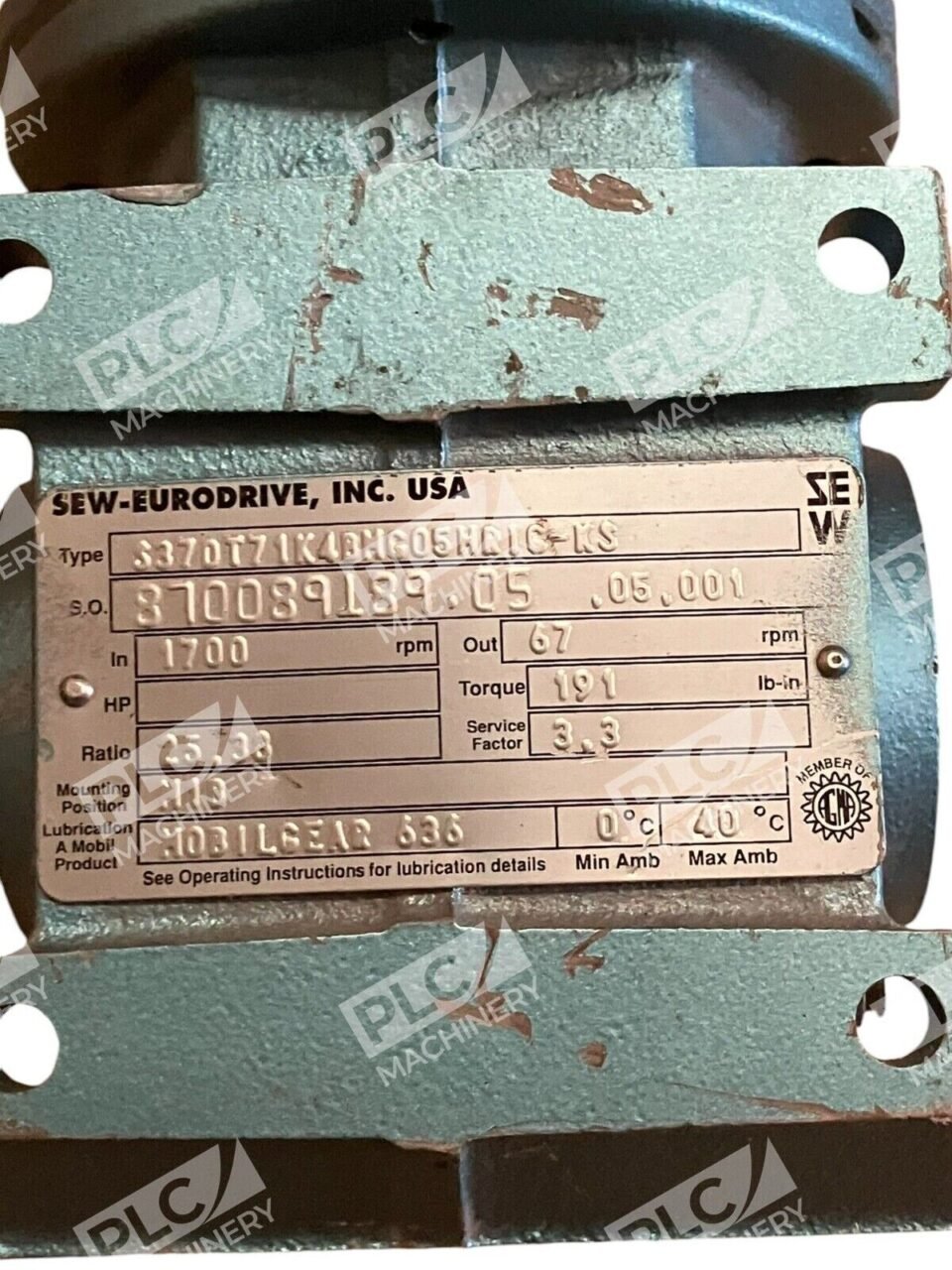 Sew-Eurodrive S370T71K4BMG05HRIC-KS Gear Motor 870089189.05.05.001 Ratio 25.33 - Image 3