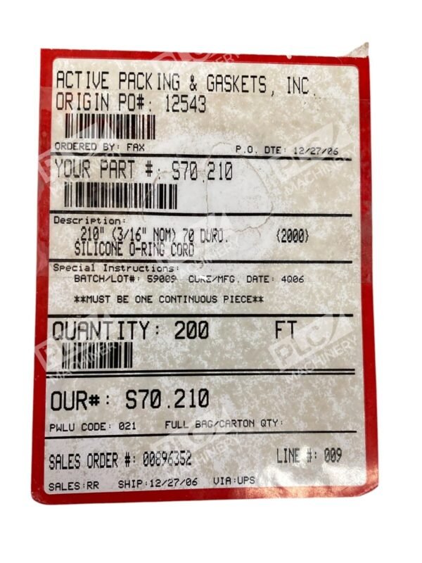 Active Packing & Gaskets 3/16" NOM 70 DURO Silicone O-Ring Cord 200Ft S70.210 - Image 3