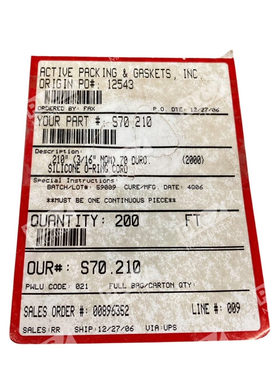Active Packing & Gaskets 3/16" NOM 70 DURO Silicone O-Ring Cord 200Ft S70.210 - Image 4