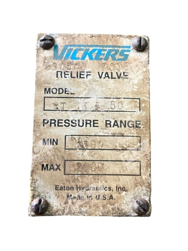 Vickers Eaton Hydraulics 283946 AF14 590540 I03S Relief Valve CT 06 F 50 - Image 3