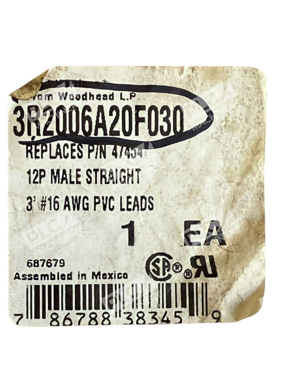 Woodhead LP 12P Male Straight 3' #16 AWG PVC Leads Connector 3R2006A20F030 - Image 2