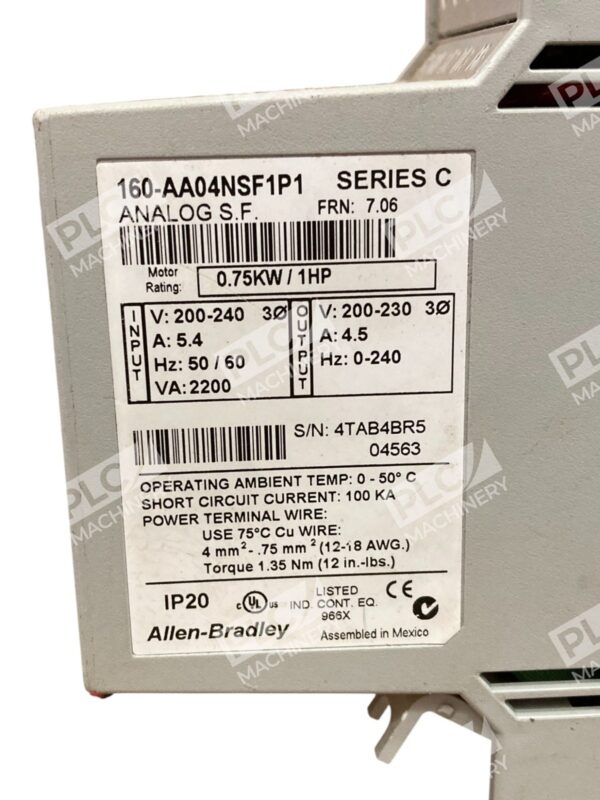 Allen Bradley AB AC Drive 160-AA04NSF1P1 /C - Image 2