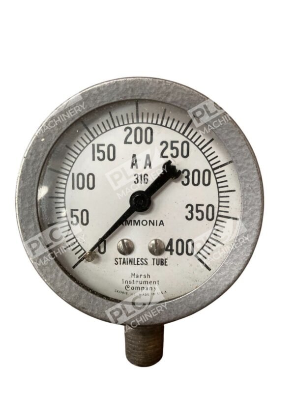 Marsh Instrument Company Stainless Tube 0-400PSI Gauge Ammonia AA316