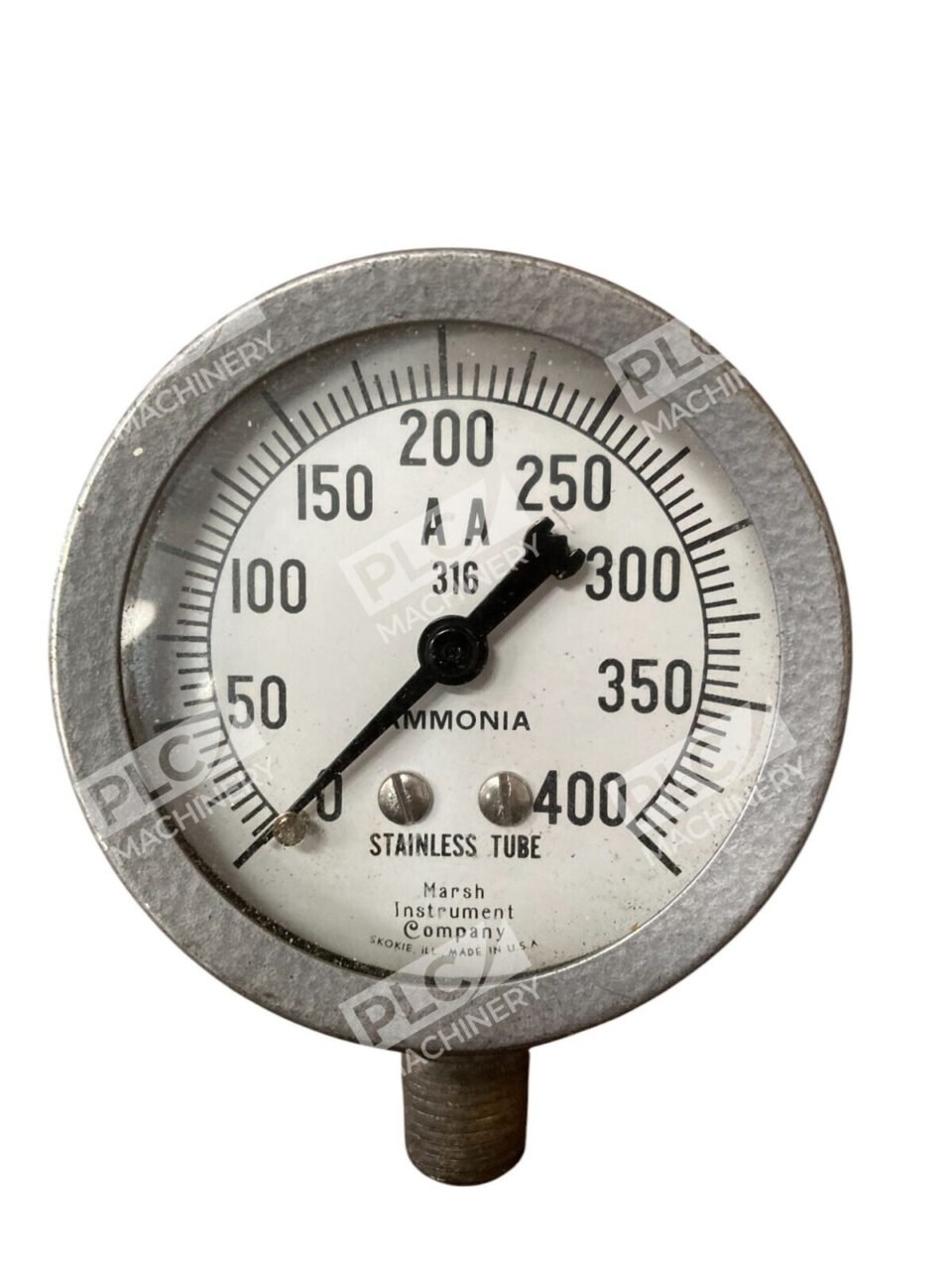 Marsh Instrument Company Stainless Tube 0-400PSI Gauge Ammonia AA316