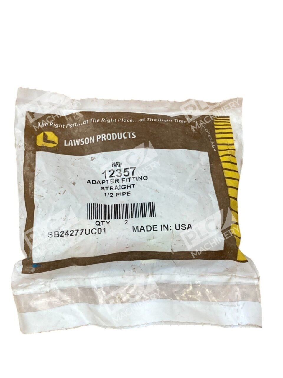 Lawson Straight 1/2" Pipe Adapter Fitting Connector 12357 (Bag of 2)