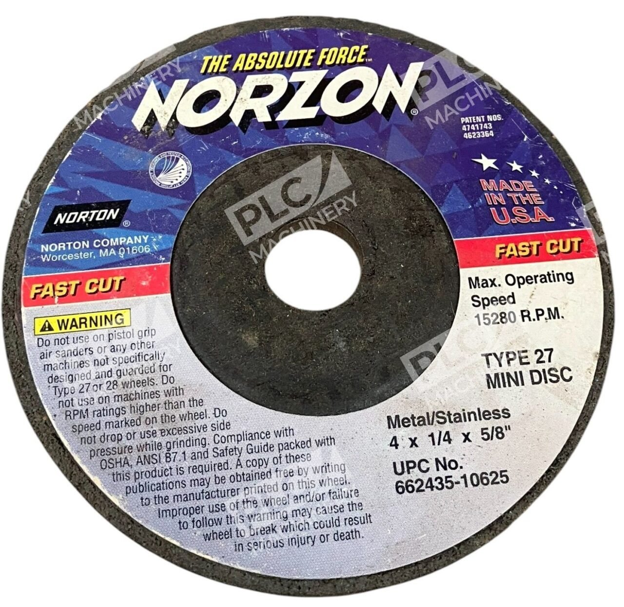 Norton Norzon Type 27 4x1/4x5/8" Fast Cut Mini Disc 662435-10625 (lot of 12)