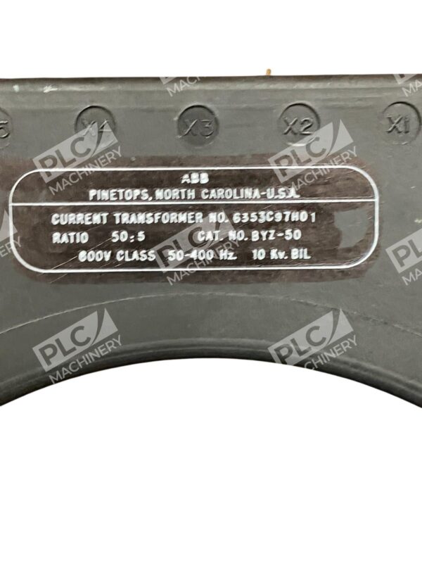 ABB BYZ-50 50:5 30-400Hz 10Kv BIL 50A Current Transformer 6353C97H01 - Image 2