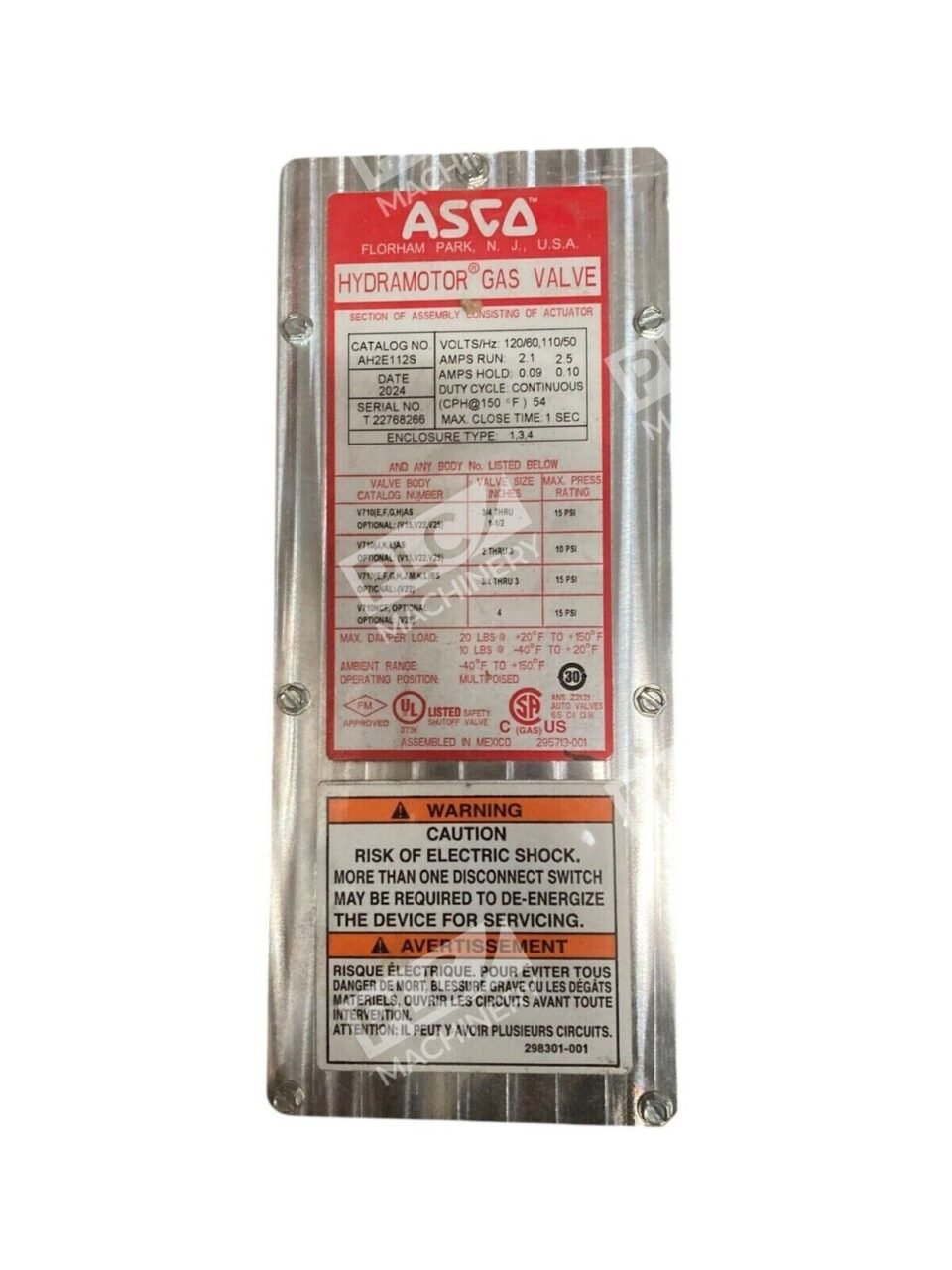 ASCO Hydramotor Gas Valve AH2E112S