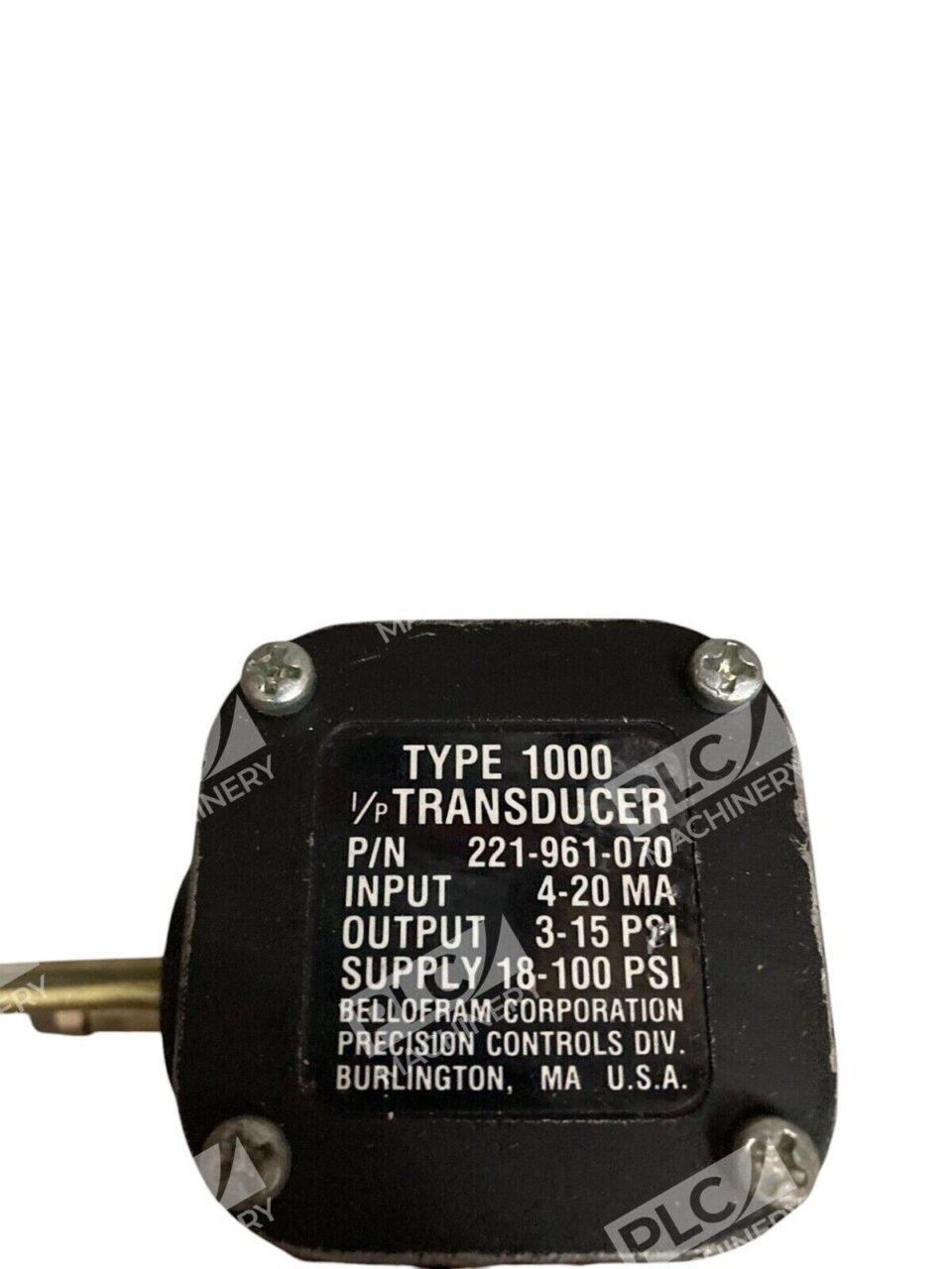 Bellofram 4-20MA 3-15PSI 19-100PSI Type 1000 I/P Transducer 221-961-070 - Image 2