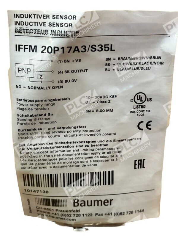 Baumer IFFM 20P17A3/S35L Inductive Sensor - Image 2