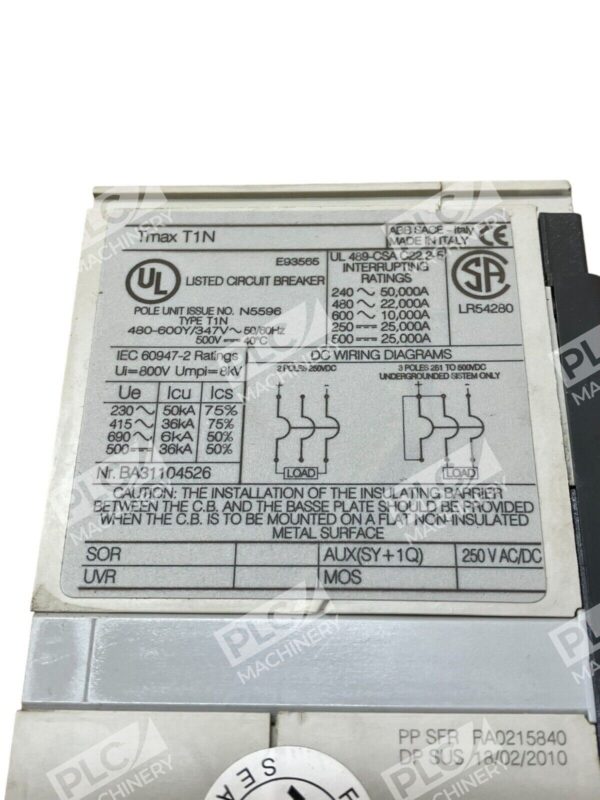ABB Tmax T1N 40A Listed Circuit Breaker - Image 3