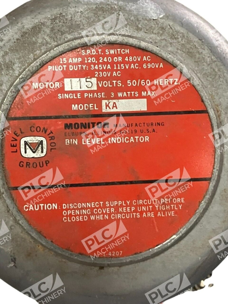 Monitor Manufacturing SPDT Switch 115V 1Ph 3W Bin Level Indicator Model KA