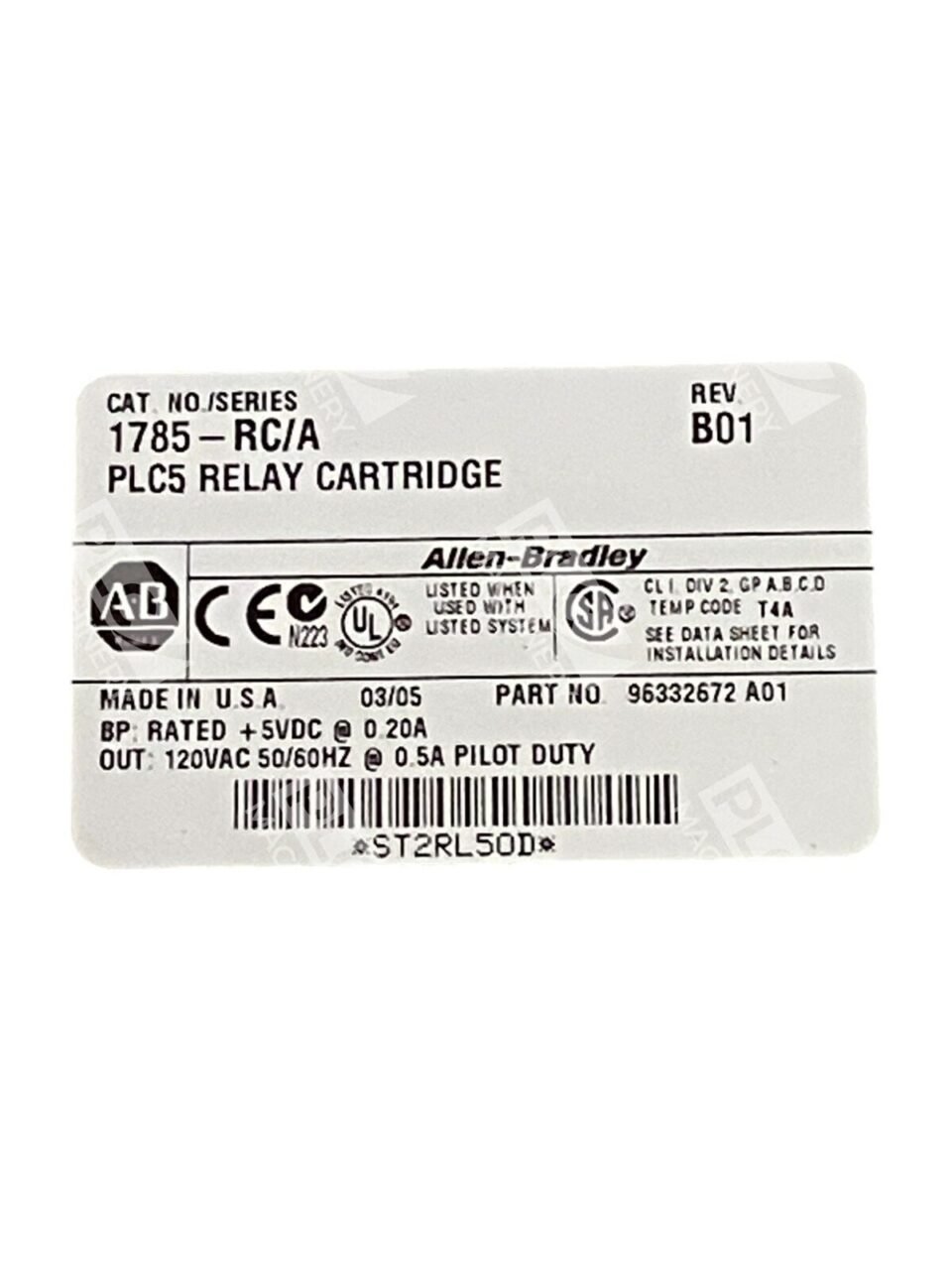 Allen Bradley Rev B01 PLC5 Relay Cartridge 1785-RC/A - Image 2