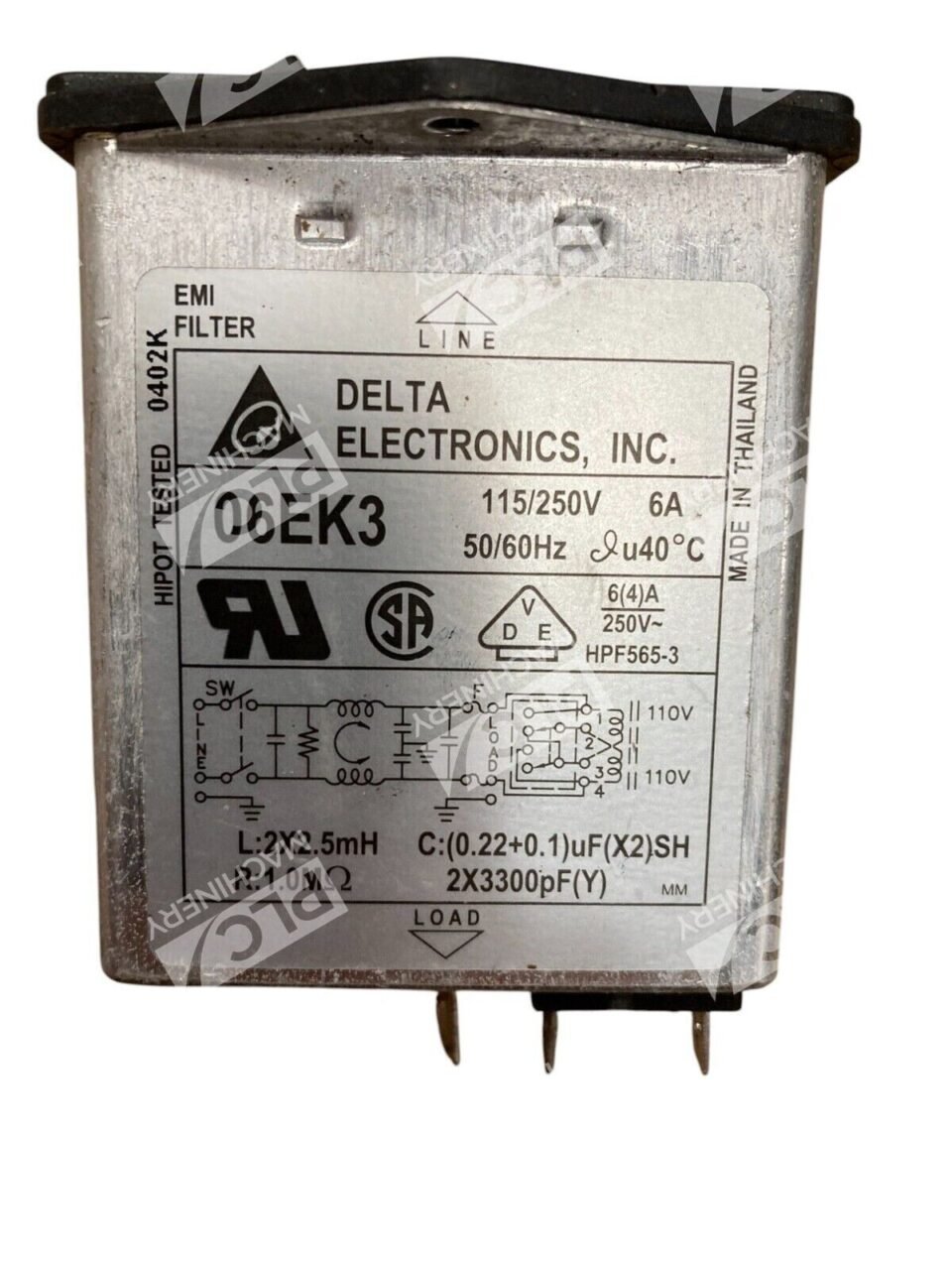 Delta Electronics 115/250V 6A EMI Filter 06EK3