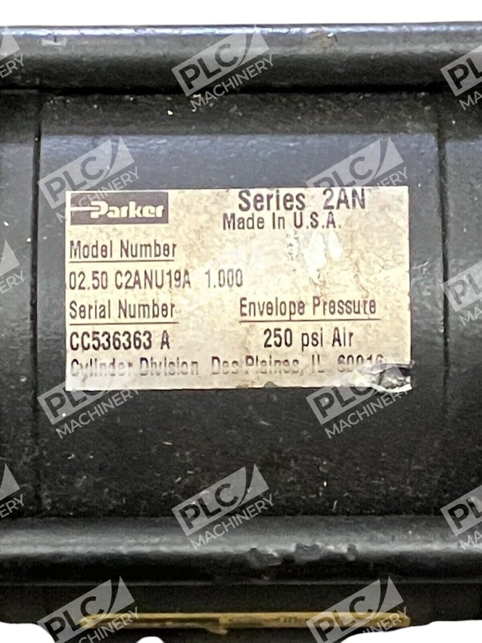 Parker Series 2AN 250PSI Pneumatic Cylinder 02.50 C2ANU19A 1.000 - Image 2