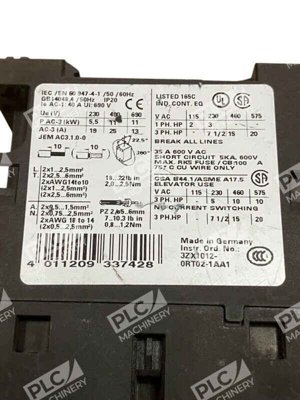 Siemens G/130819 E05 Sirius Overload Relay Contactor 3RT1026-1A - Image 3