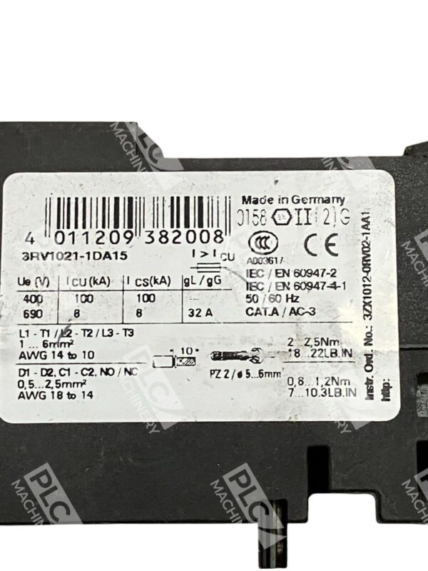 Siemens G/030912 E04 Sirius Motor Controller Circuit Breaker Relay 3RV1021-1DA15 - Image 3