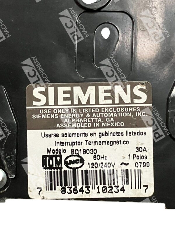Siemens 1 Pole 30A Type BQ Circuit Breaker BQ1B030 - Image 3