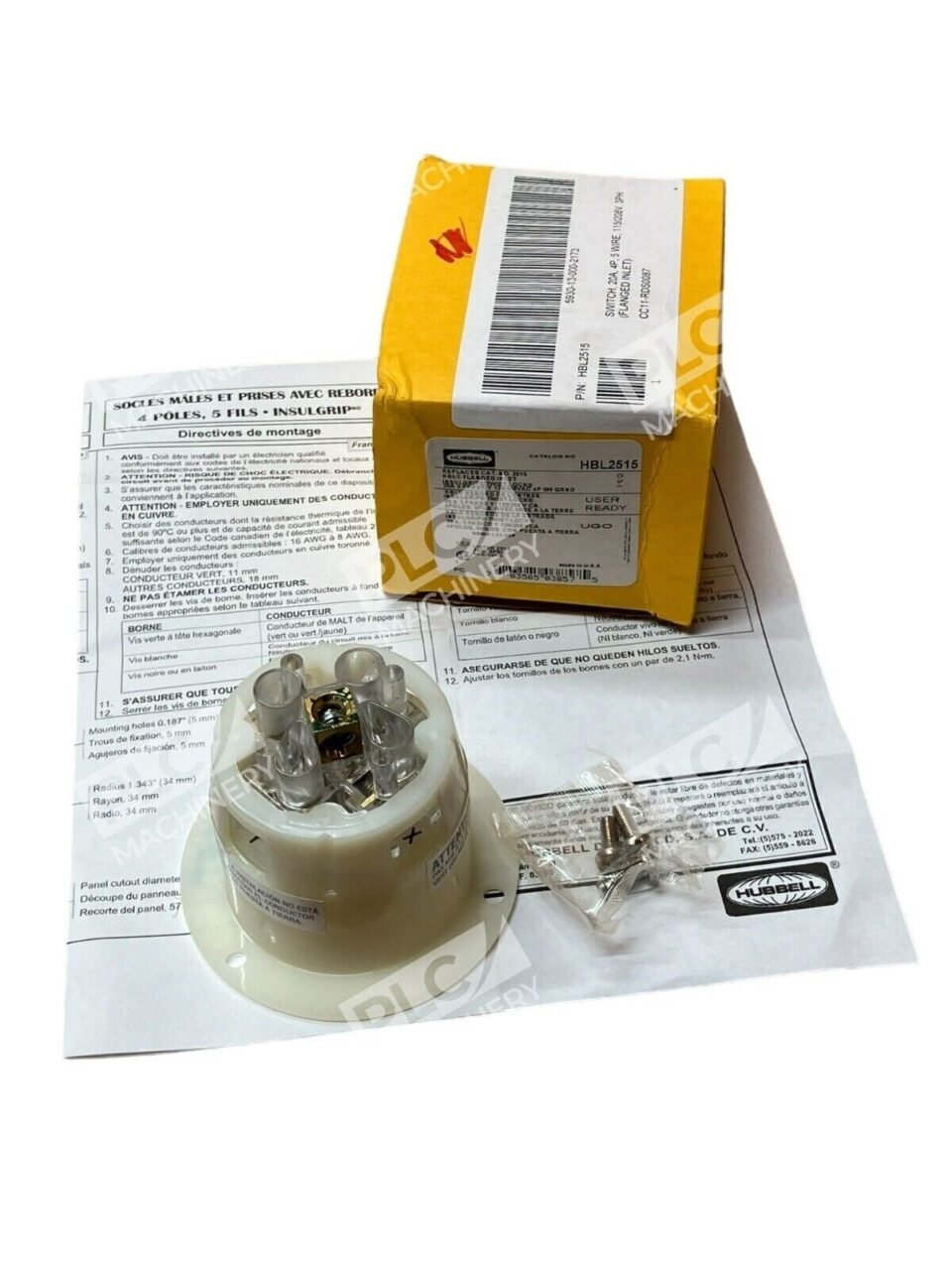 Hubbell HBL2515 Insulgrip Twist-Lock Replacement Flanged Inlet - Image 2
