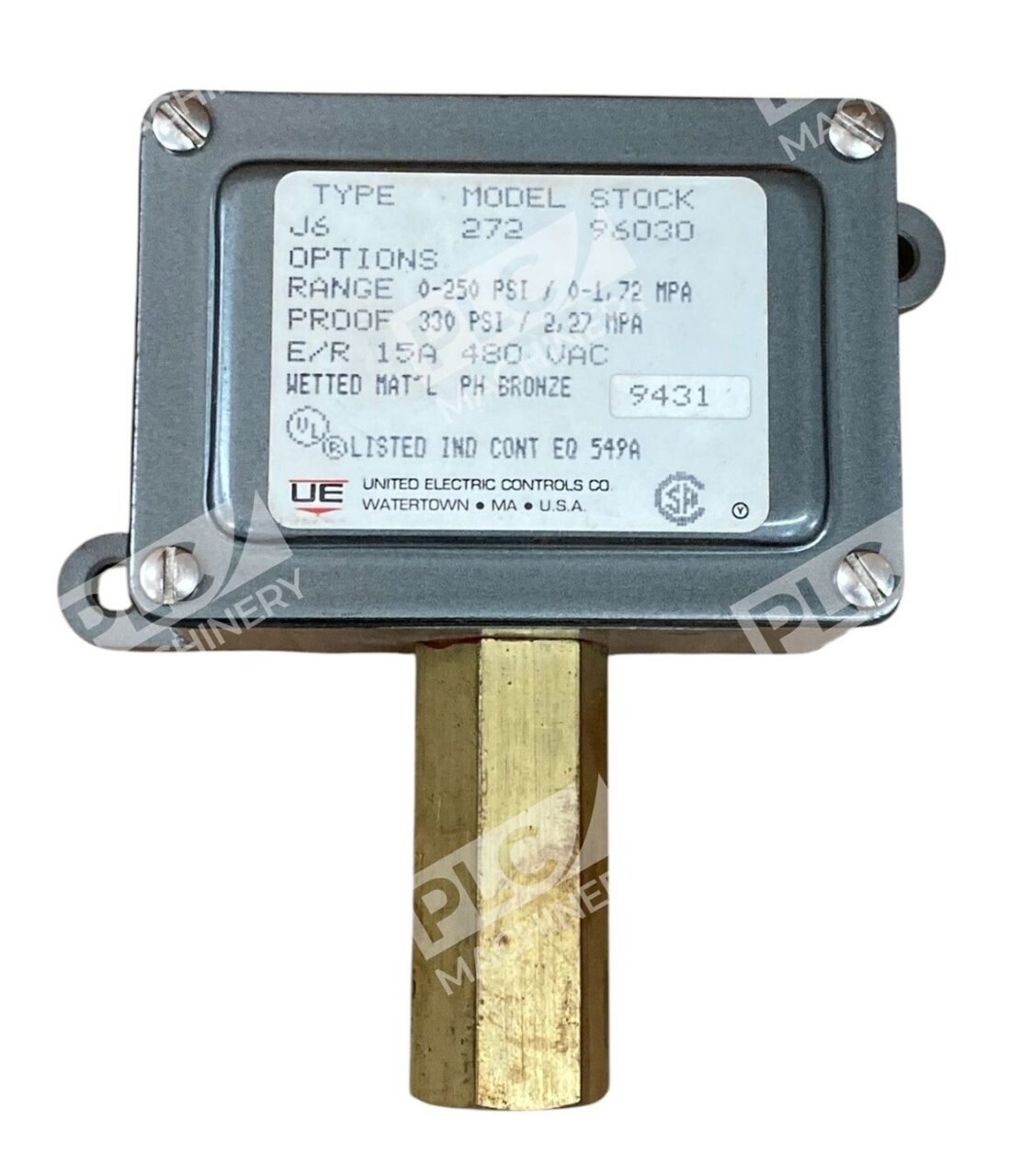 United Electric UE 96030 0-250PSI 0-1.72MPA Pressure Switch J6-272