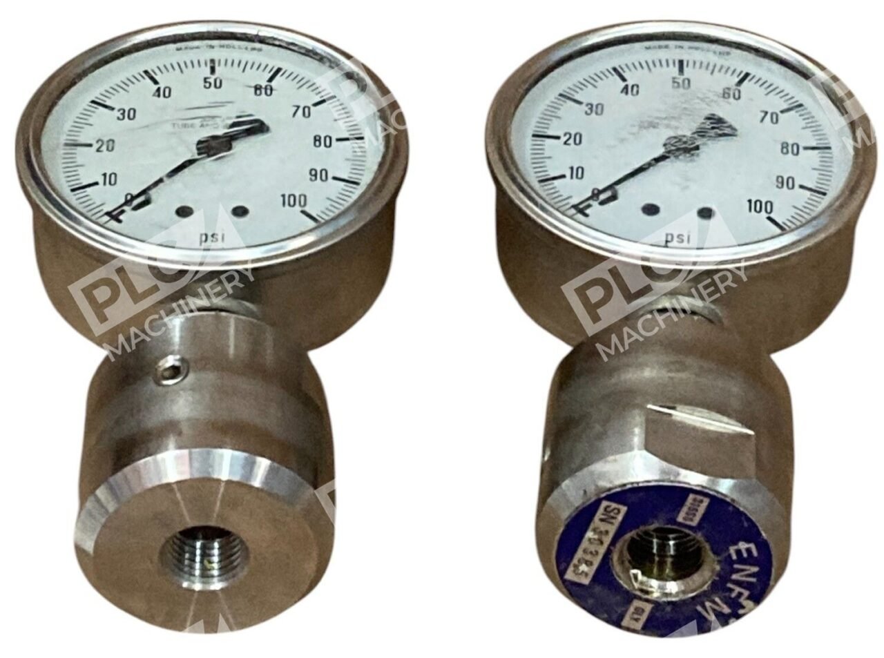 ENFM 316SS GLY 0-100PSI Pressure Gauge SN30386 (lot of 2)