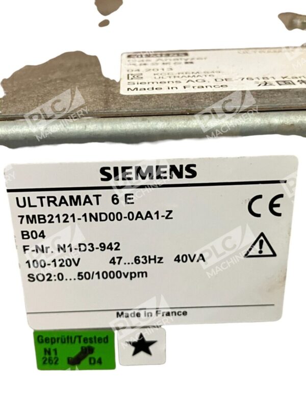 Siemens Ultramat 6 E 48...63Hz 40VA 100-120V Gas Analyzer 7MB2121-1ND00-0AA1-Z - Image 9