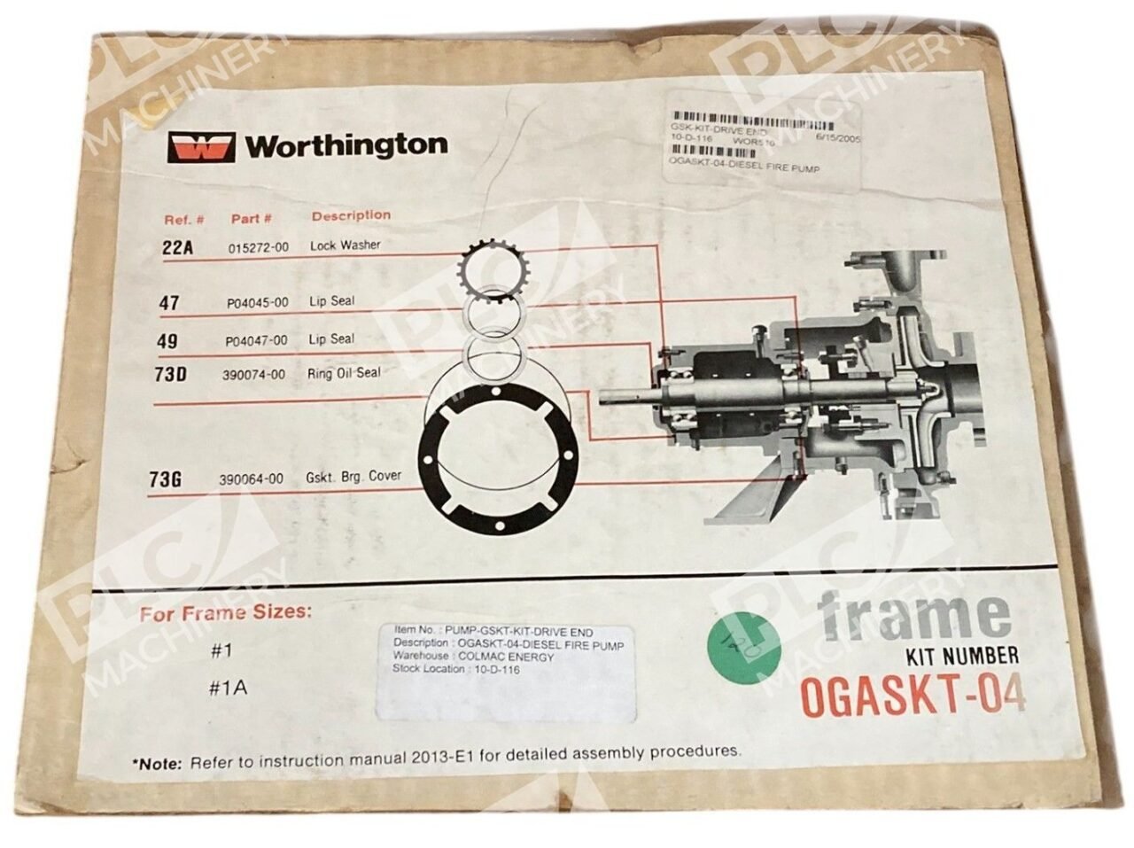 Worthington #1 #1A Frame Kit Number 0GASKT-04