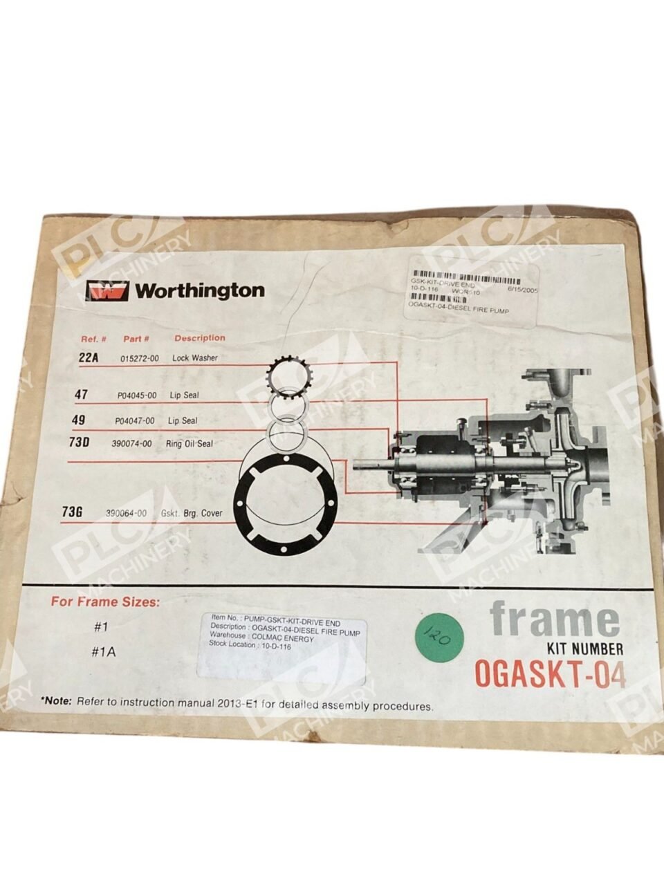 Worthington #1 #1A Frame Kit Number 0GASKT-04 - Image 2