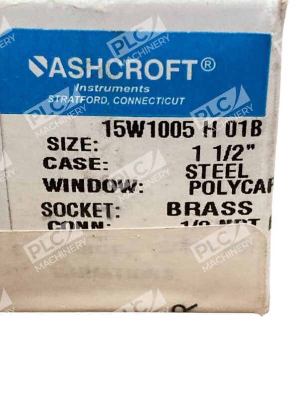 Ashcroft 1-1/2" 1/8NPT Back 0-160PSI Pressure Gauge 15W1005 H 01B 160# - Image 2