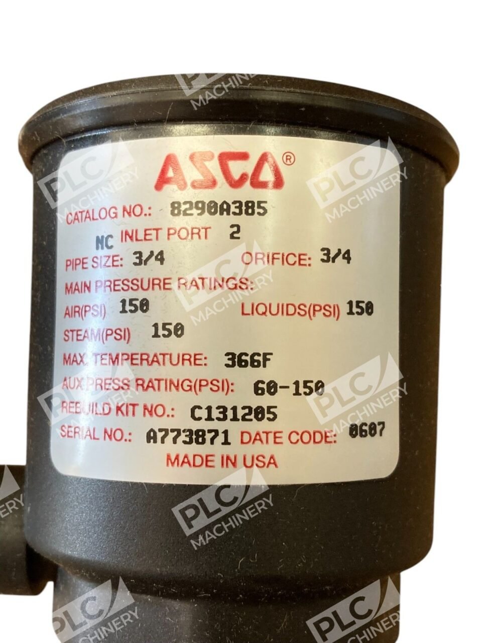 ASCO A773871 150PSI Bronze 3/4NPT Valve 2/2 NC 8290A385 - Image 5
