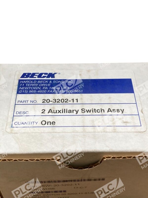 BECK 20-3202-11 2 Auxiliary Switch Assy