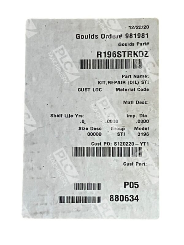 ITT Goulds Pump Repair Kit R196STRKOZ - Image 3
