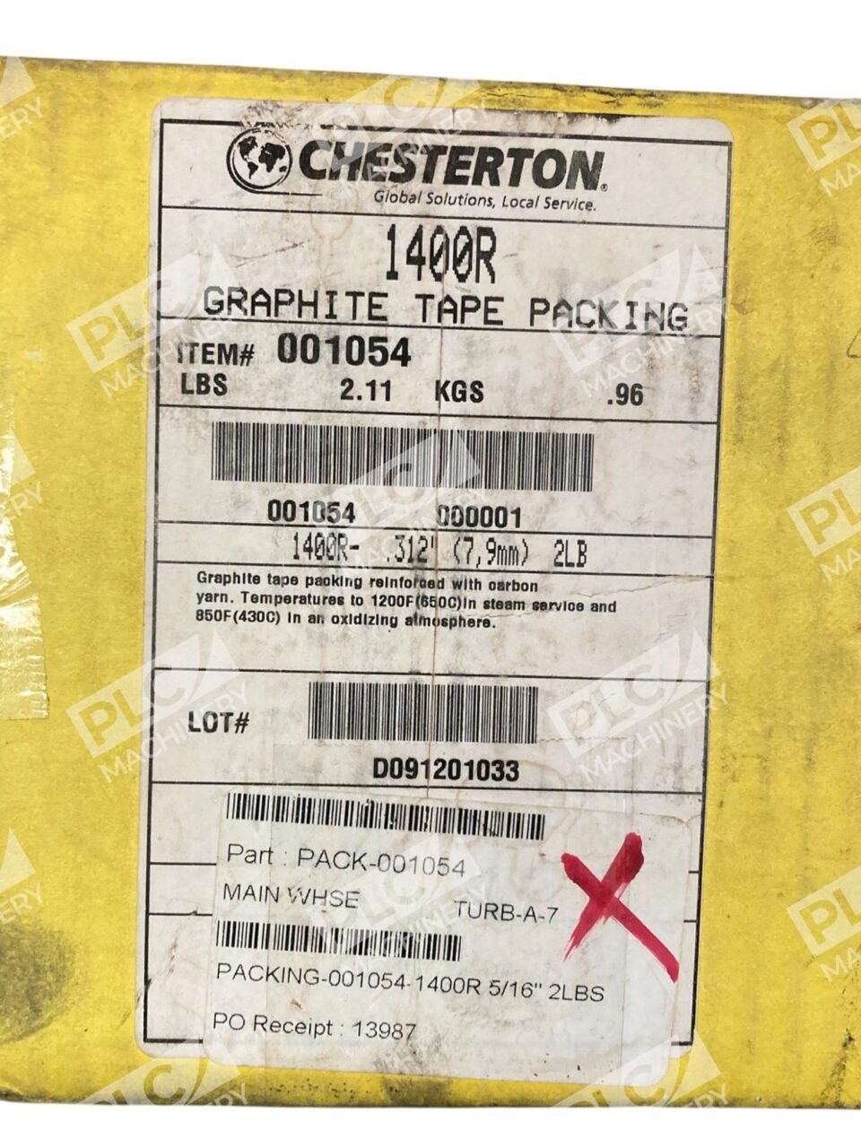 Chesterton 1400R 2.11lb 0.312" Graphite Tape Packing Spool 001054 - Image 3