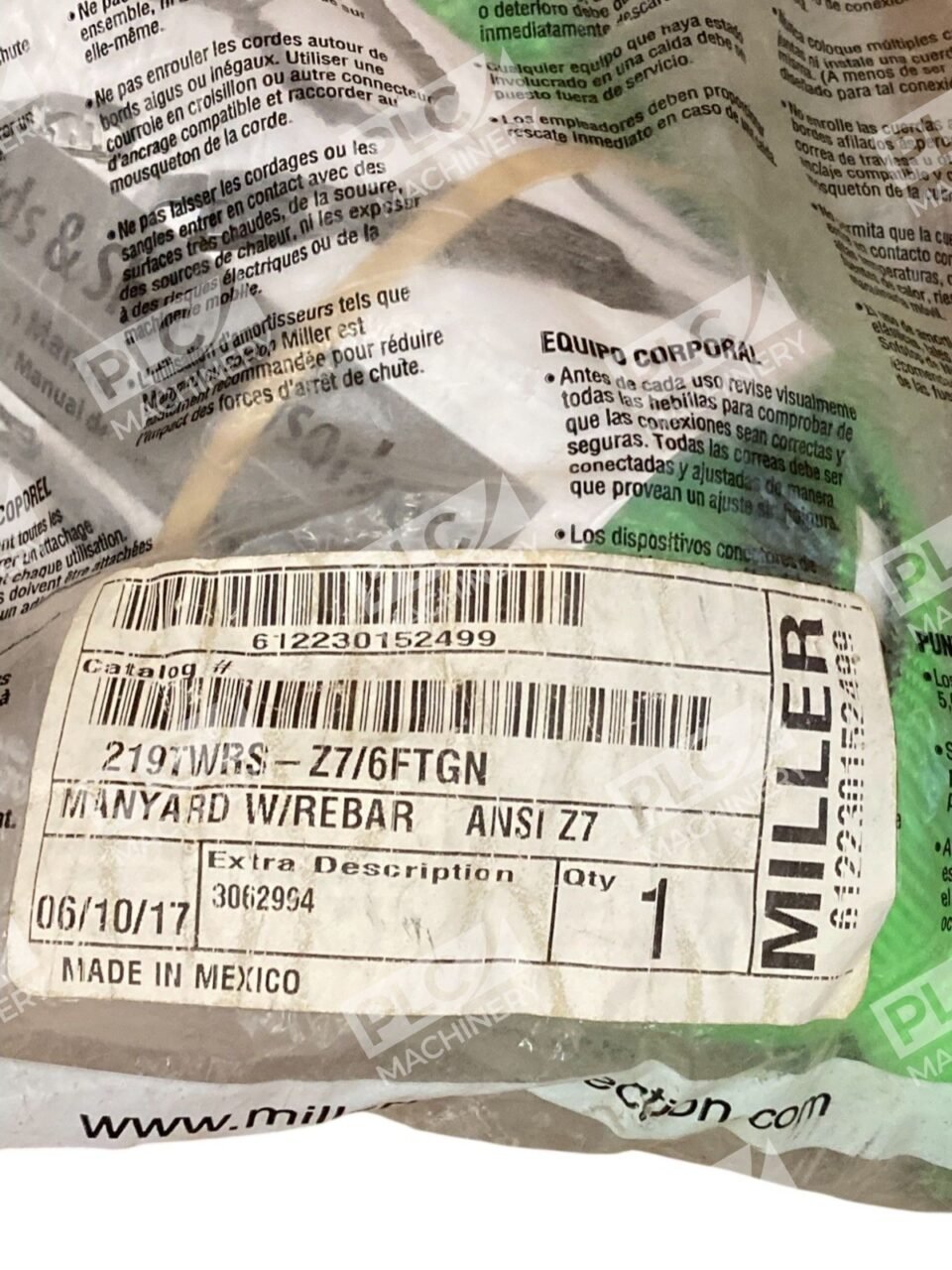 Miller 6Ft 130-310lb Manyard Shock Absorbing Lanyard 219TWRS-Z7/6FTGN - Image 2