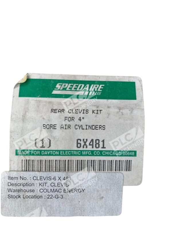 Speedaire For 4" Bore Air Cylinders Rear Clevis Kit 6X481 - Image 2
