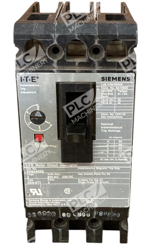 Siemens ITE ED6-ETI 3A 3 Poles 600VAC 250VDC Circuit Breaker ED63A003