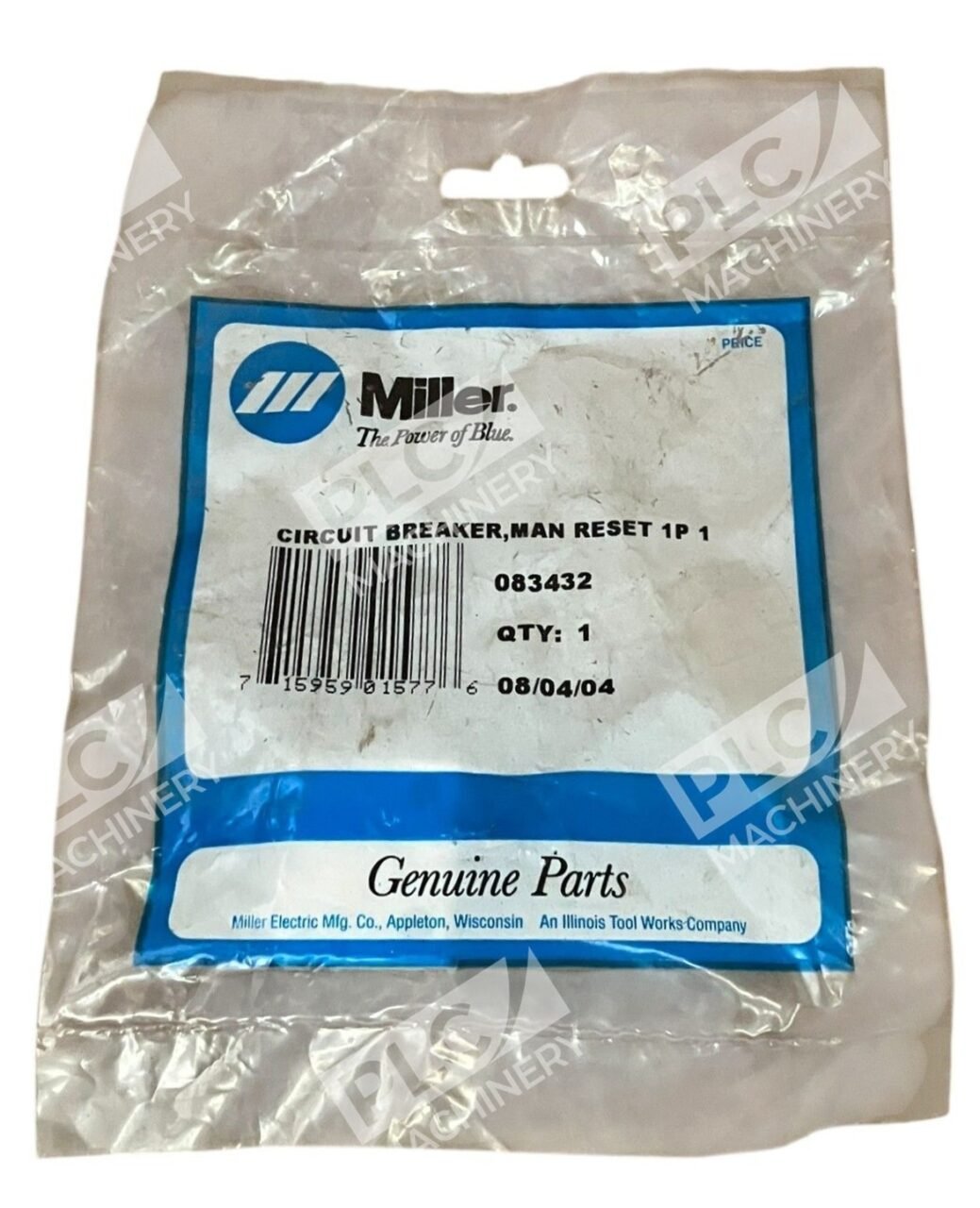 Miller 1P 10A 1 Manual Reset Circuit Breaker 083432