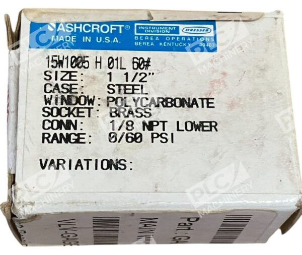 Ashcroft 1/8" NPT 1-1/2" Face Pressure Gauge 15W1005 H 01L 60