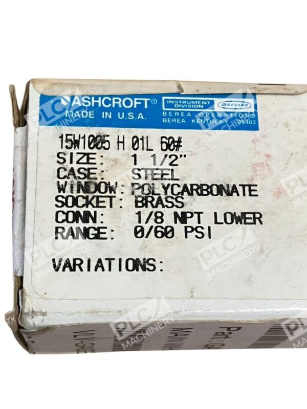 Ashcroft 1/8" NPT 1-1/2" Face Pressure Gauge 15W1005 H 01L 60 - Image 2
