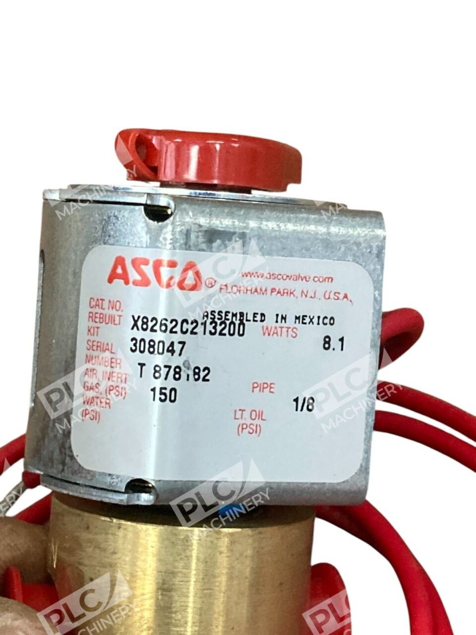 ASCO 8.1W 150PSI 1/8" 120/60 110/50 T 878182 Red Hat Solenoid Valve X8262C213200 - Image 5