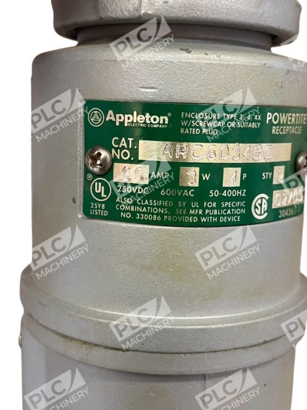 Appleton Aluminum 60A 3W 4P Powertite Receptacle ARC6034BC - Image 5